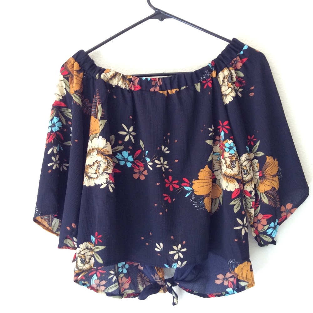 Yoins | Floral Print Off Shoulder Crop Top